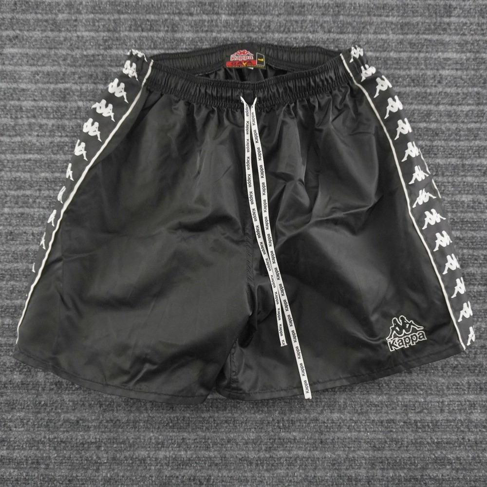 Vintage 90s Kappa Gara Athletic Shorts Mens L Black Logo Tape Drawstring